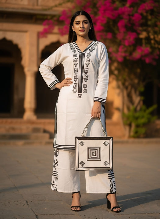 ✨ Premium Co-ord Set | Kurti + Shalwar + Bag | Luxury Lawn